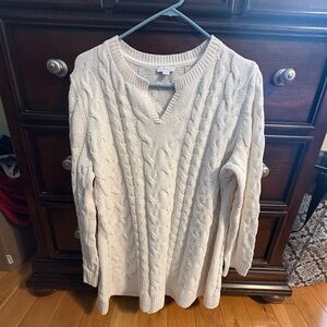 Beautiful JJill Cream Cable Knit V-Neck Sweater